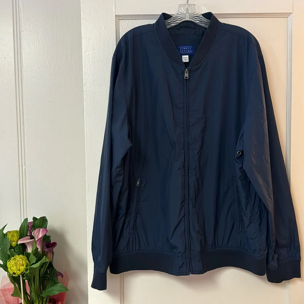 SIMPLY STYLED Lightweight Navy Blue Windbreaker Jacket Sz XL - Picture 1 of 12